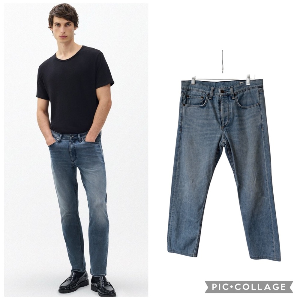 rag & bone Fit 2 Slim Jeans in Pylle Wash Straight Leg Jeans Button Tab Size 30”